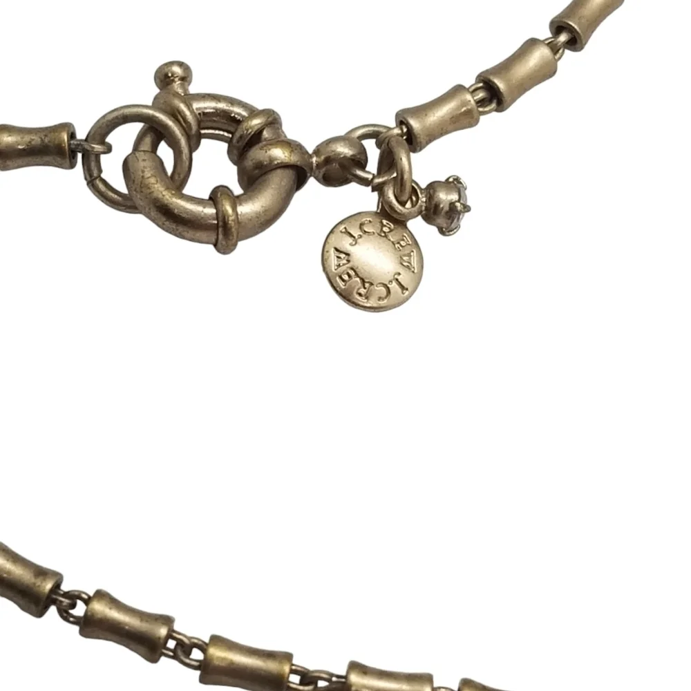 J.CREW LONG MATTE GOLDTONE CYLINDER BEAD & RED BEAD CHAIN NECKLACE